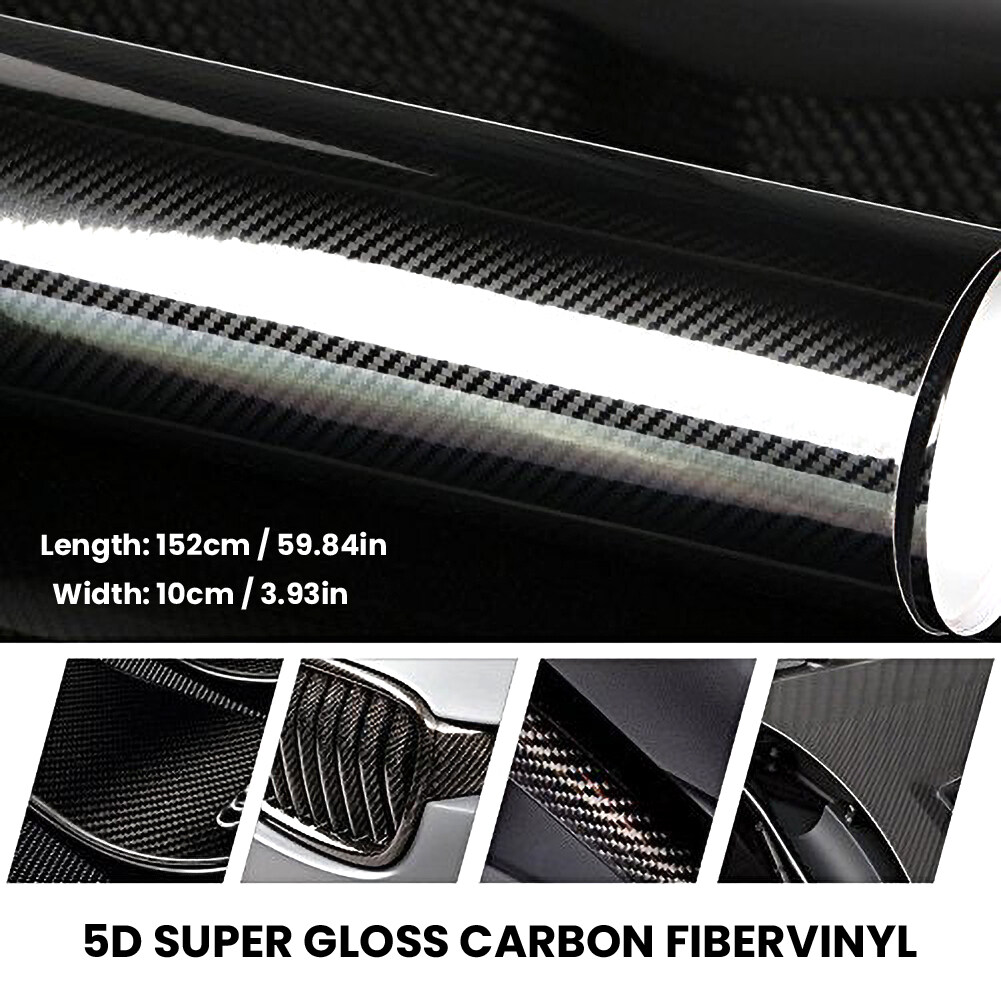JS Car Styling Glossy Black 5D Carbon Fiber Vinyl film Car Wrap  DIY Car Tuning Part Sticker