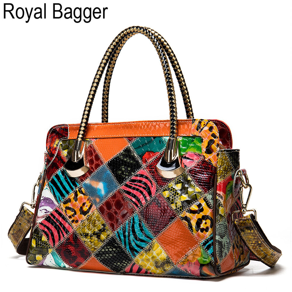 Royal Bagger New Fashion Retro Style For Women Bag Genuine Cow Leather Multifunction Top Handbag Elegant Ladies Large Capacity Europe and America Cool Sling shoulder Bag