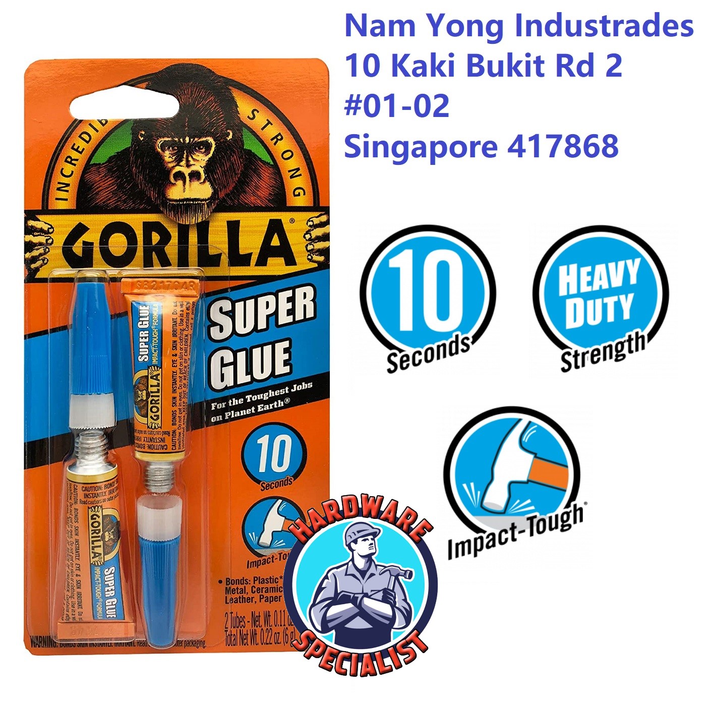 [FREE STORE PICK UP] Gorilla Clear Super Glue Impact Tough Formula (3g x 2)