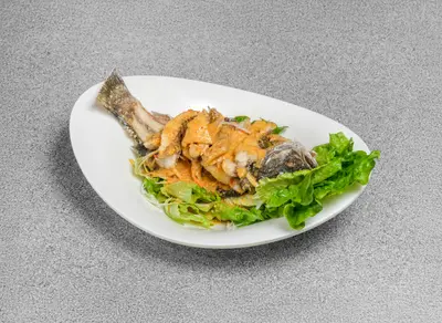 Fried Fish with Red Curry Paste and Thai Herbs