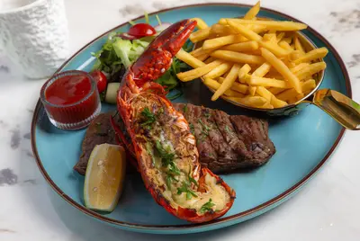 Flank Steak with Half Lobster