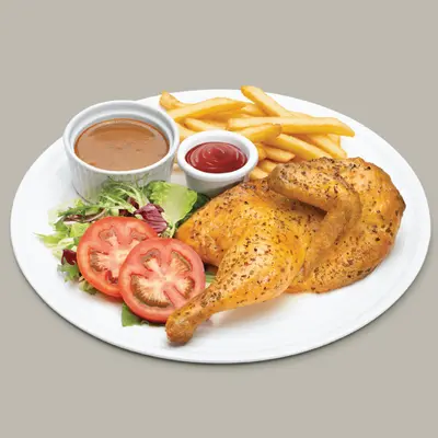 Roast Chicken (Half) served with French Fries