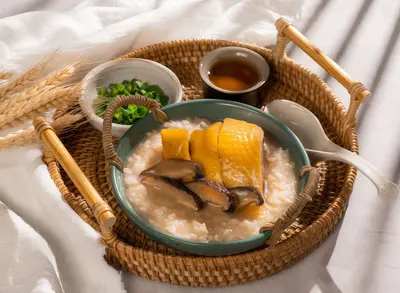 Hong Kong styled Chicken with Shiitake Mushroom Congee