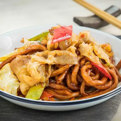 Stir-Fried Noodles with Twice Cooked Pork Belly