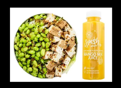 Simply Tofu with Fresh Made Mango Mix Juice